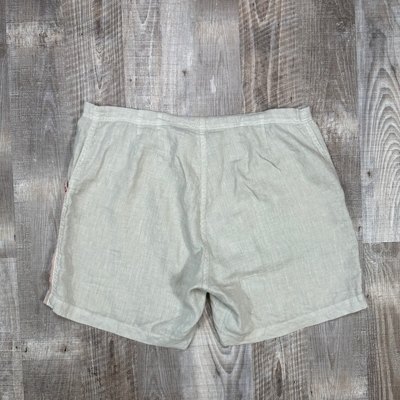 Johnny Was Sentrie Gray Print Drawstring Linen Shorts w Embroidery Women Medium - Picture 5 of 12